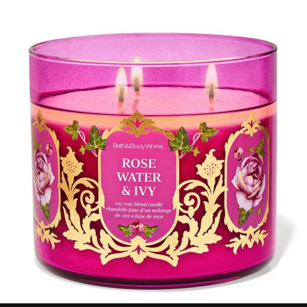 Bath & Body Works ROSE WATER & IVY Candle 3 Wick NEW